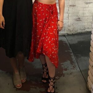 Billabong Vibrant Red Floral wrap skirt